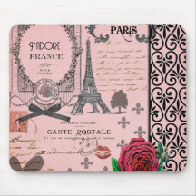 Vintage rosa Paris-Collage Mousepad