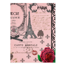 Vintage rosa Paris-Collage Postkarten