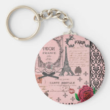 Vintage rosa Paris-Collage Schlüsselbänder