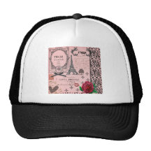 Vintage rosa Paris-Collage Trucker Cap