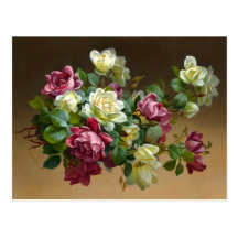 Vintage Rosen-Blumenstrauß-Postkarte