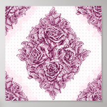 Vintage Rosen in Lila Plakatdruck