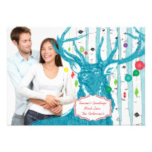 Vintage Rotwild-Birken-Baum-Foto-Weihnachtskarte Individuelle Ankündigungskarte