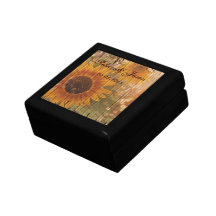 Vintage rustikale gelbe Sonnenblumelandhochzeit Geschenkbox