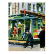 Vintage San Francisco Drahtseilbahn Postkarte