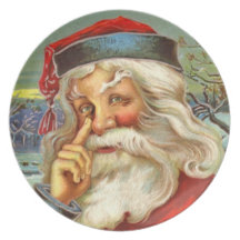 Vintage Sankt-Melamin-Weihnachtsfeiertags-Platte Teller