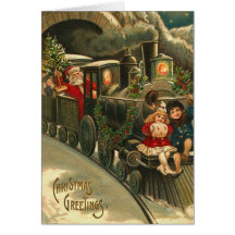 Vintage Sankt-Zug-Weihnachtskarte