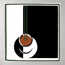 Vintage Schale Kaffee; Schwarzweiss-Kunst-Deko Posterdruck