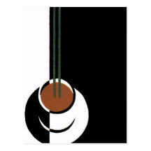 Vintage Schale Kaffee; Schwarzweiss-Kunst-Deko Postkarten