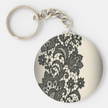 Vintage schwarze Spitze-beige Paris-Mode Schlüsselband