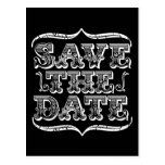 Vintage schwarze u. weiße Typografie Save the Date Postkarten