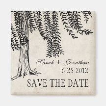 Vintage schwarze weinende Weide Save the Date Kühlschrankmagnet