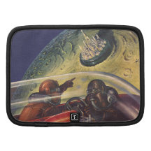 Vintage Science Fiction, die zum MondCuty fliegt Mappe