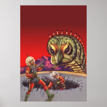Vintage Science Fiction-riesiger Hundertfüßer-Inse Plakatdrucke