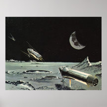 Vintage Science Fiction Rocket versendet Mond-Raum Posterdrucke