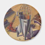 Vintage Science Fiction, Sci FI, Gebäude ein Rocke Kühlschrankmagnete