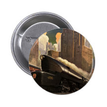 Vintage Stadt, Zug des Duplex-T1 auf Eisenbahn-Bah Button