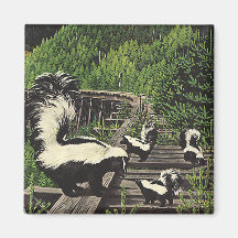 Vintage Stinktiere, wilde Tiere, Waldgeschöpfe Kühlschrankmagnet