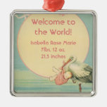 Vintage Storch-Baby-Mädchen-Decke, Willkommen zur  Weihnachtsbaum Ornament
