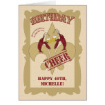 Vintage Style Crawfish Fleur de Lis Birthday Card