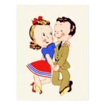 Vintage Tanzen-Paar-Postkarte