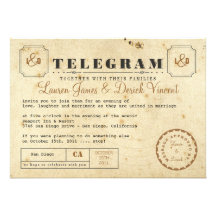 Vintage Telegramm-Einladungs-Postkarte