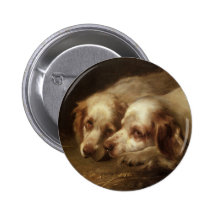 Vintage Tier-Haustier-Hunde, niedliche Spaniel-Wel Button