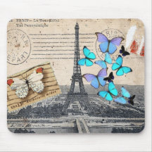Vintage Turm-Schmetterlingsmode Paris Effiel Mousepad