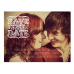 Vintage Typografie-Foto-Save the Date Postkarte