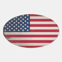 Vintage USA-Flagge Ovale Aufkleber