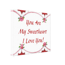 Vintage Valentine-Spitze ausgedehnter Leinwand-Dru Galerie Gefaltete Leinwand