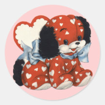 Vintage Valentine-Welpen-Aufkleber