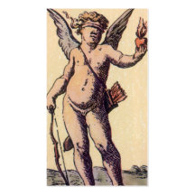 Vintage Valentines-Tarot-Karte, ein Amor mit verbu Visitenkarten Vorlagen