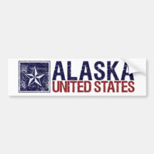 Vintage Vereinigte Staaten mit Stern - Alaska Auto Aufkleber