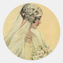 Vintage viktorianische Braut im Profil-Brautporträ Runde Aufkleber