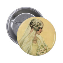 Vintage viktorianische Braut im Profil-Brautporträ Anstecknadelbutton