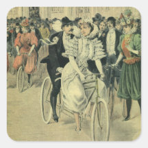 Vintage viktorianische Braut und Bräutigam auf ein Quadrataufkleber