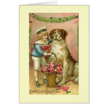 Vintage viktorianische Jungen-/Hundegeburtstags-Gr