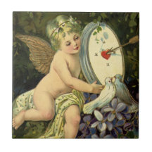 Vintage viktorianische Liebe-Vögel des Valentines  Keramikfliesen