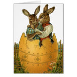 Vintage viktorianische Osterhasen, riesiges Ostere Karte