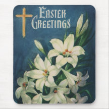 Vintage viktorianische Ostern-Grüße mit Lilien Mousepads