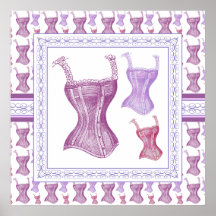 Vintage viktorianische rosa und lila Korsetts Poster