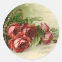 Vintage viktorianische Rote Rosen des Valentines T Runde Sticker
