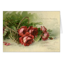 Vintage viktorianische Rote Rosen des Valentines T Karte