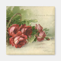 Vintage viktorianische Rote Rosen des Valentines T Magnete