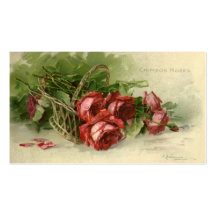 Vintage viktorianische Rote Rosen des Valentines T Visitenkarte