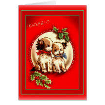 Vintage Weihnachten~ Spaniel-Welpen-Karte
