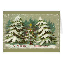 Vintage Weihnachtsbäume Karten
