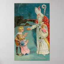 Vintage Weihnachtsheilig-Nicholas-Kindersüßigkeit Plakatdruck