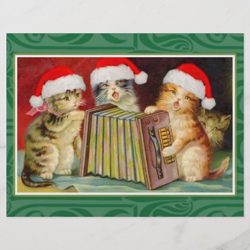 Vintage Weihnachtskatzen Flyerbedruckung